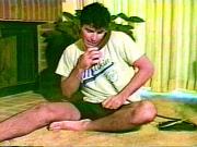 Hairy homo jerking off while having phone sex